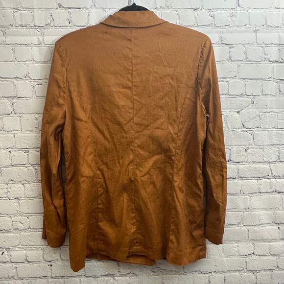 Evereve Alexa Double Breasted Linen Blend Blazer Burnt Orange Size Small - Picture 5 of 8